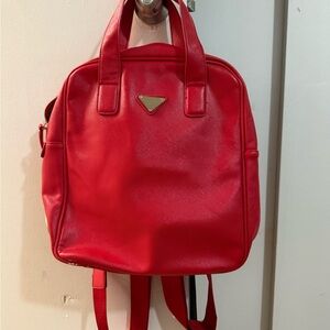Red Leather Women's Backpack